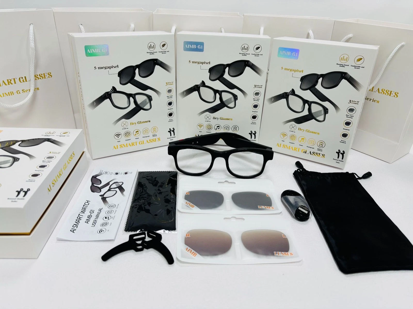 AIMB-G1 Smart Glasses with Camera & Real-Time AI Translation