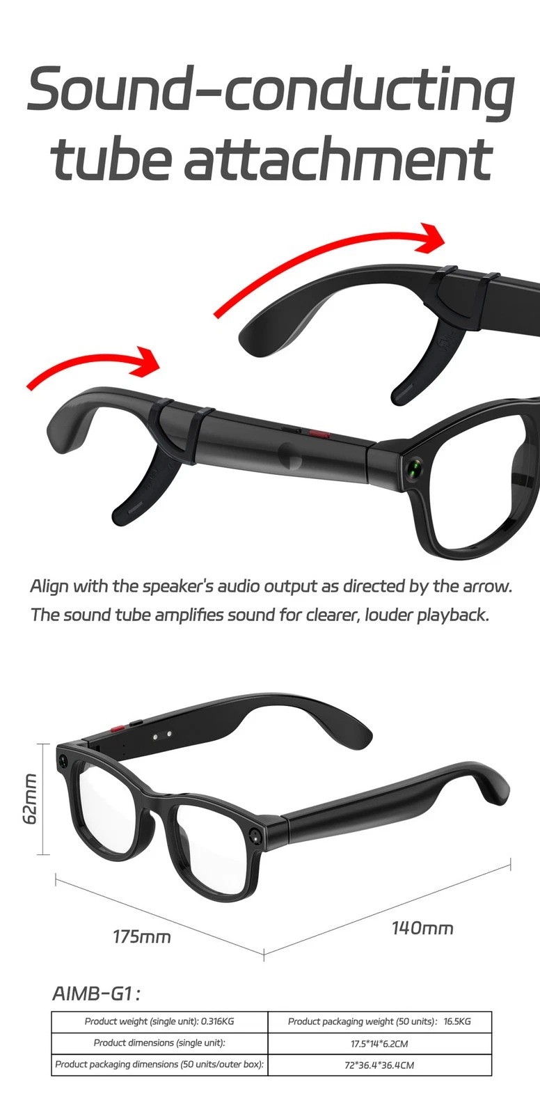 AIMB-G1 Smart Glasses with Camera & Real-Time AI Translation - الصورة 4
